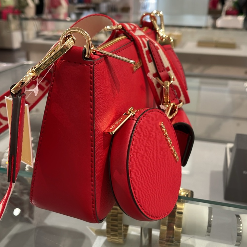 MICHAEL KORS JET SET TRAVEL SMALL SHOULDER CROSSBODY WITH TECH ATTCH AIRPOD  MK - Picture 4 of 16